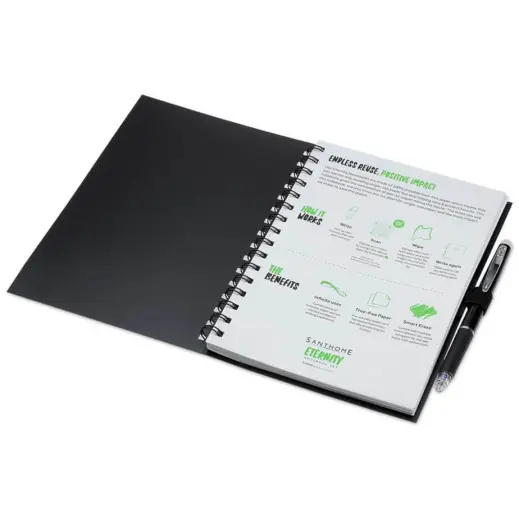 Santhome Eternity Reusable Notebook & Pen Set Black First Page